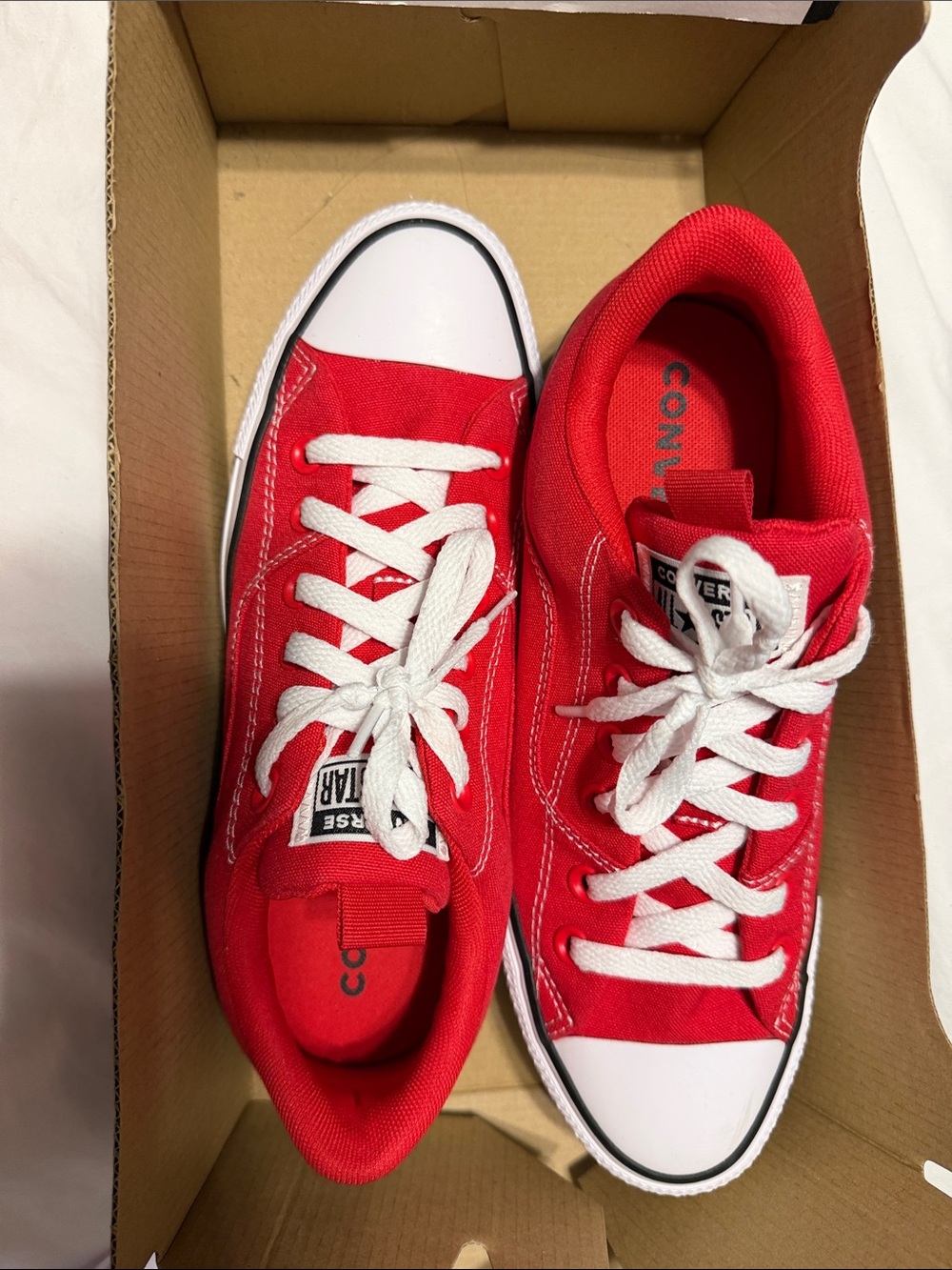 Converse Women’s Red and White Low-Top Canvas Sneakers - Picture 3 of 4